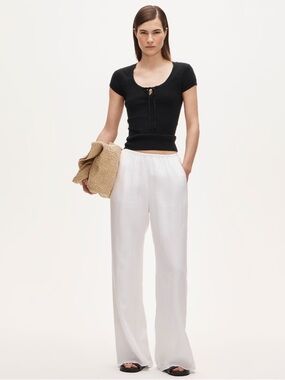 J. Crew Cosmo Pants in Linen Petite - White